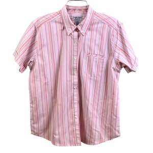 Cabin Creek Wrinkle Free Pink Striped Short Sleeve Cottagecore Button Shirt 12‎